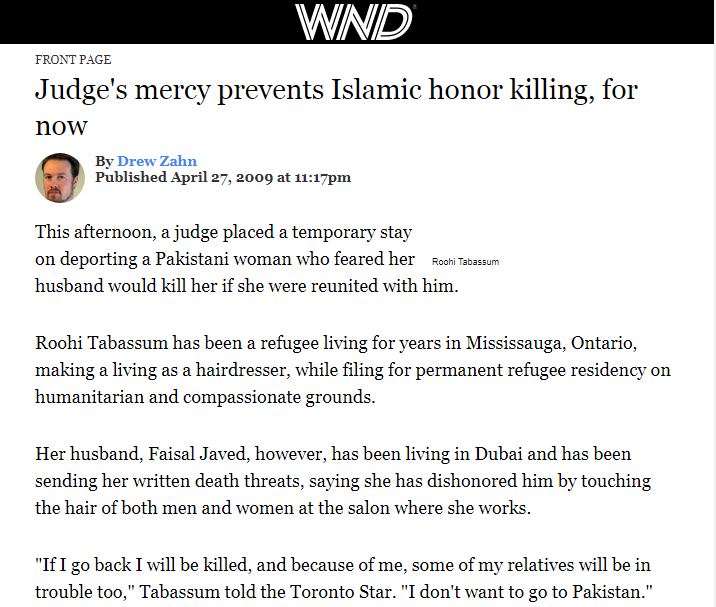 Judge's mercy prevents Islamic honor killing, for now